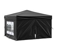 (black, 291 x 291 x 245 cm) vidaXL Folding Party Tent with Sidewall Patio Camping Gazebo Pavilion Marquee