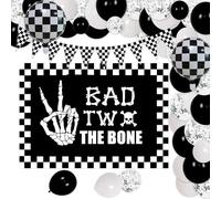 Black 2nd Birthday Party Decorations Bad Two The Bone Party Decoration Music Themed Decoration for Skeleton Rock and Roll Birthday Parties