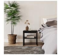 Urbn-Living Urbnliving 40Cm Height Black 2Pcs Wood & Steel Bedside Bedroom Nightstand Unit Table Open Storage Shelf