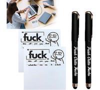 (Black, 2pcs) Fresh Outta Fucks Pad And Pen, Funny Sticky Notes And Pen Set, To Do List Notepad Markers, White Elephant Gift, Gifts For Friends
