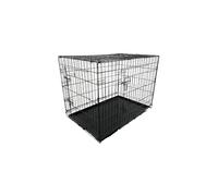 (Black, 2XL) HugglePets Dog Cage with Metal Tray