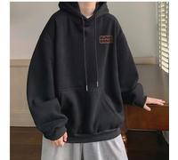 (black, 2XL) Men's Versatile High Street Hooded Sweatshirt - Trendy, American Style, Plus Velvet, Student-Friendly for Spring and Autumn