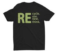 (Black, 2XL) Recycle Reuse Renew Rethink Crisis Environmental Campaign Gift Unisex T-shirt