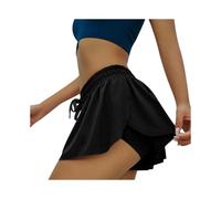 (Black, 2XL) Women's Yoga Quick Dry Shorts 2 In 1 Sports Running Fitness Workout Gym Breathable Multi Function
