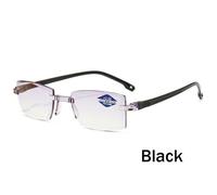 (black, +3.0) Men Women High-end Trimming Anti Light Frameless Reading Glasses Eye Protection Presbyopic Mirror