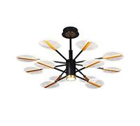Black 3-Color Light Changing Chandelier LED Creative Personality Ceiling Light Acrylic Pendant Light for Living Room Bedroom Dining Room with Light Source-Black and Gold 95 * 48cm