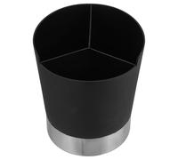 Black 3 Compartment Stainless Steel Kitchen Utensil Holder Dispenser