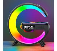 (black) 3-In-1 Bluetooth Speaker Alarm Clock Wireless Charger Led Moon Lamp Music Home Decor Night Table Smart Light Gifts For Gifts