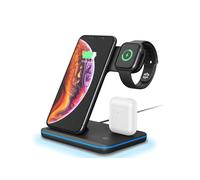 (Black) 3 In 1 Wireless Charger 15W Qi Fast Charging Stand Dock For Airpods Pro iWatch Samsung iPhone 12 11 XS XR X 8 Apple