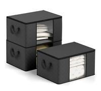 (Black) 3 Pack 90L Large Clothes Storage Bags