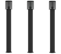 (black, 3 pcs/ basic) vidaXL Outdoor Floor Lamps Pathway Lights Garden Light Lamp Stainless Steel