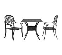 (black, 3 piece) vidaXL Bistro Set 3 Piece Bar Set Garden Table and Chair Black Cast Aluminium