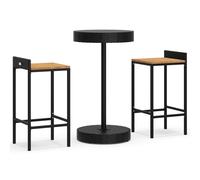 (black, 3 piece) vidaXL Garden Bar Set Bar Table and Chair Poly Rattan and Solid Wood Acacia