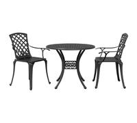 (black, 3 piece) vidaXL Garden Dining Set 5 Piece Outdoor Table and Chair White Cast Aluminium