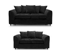 (Black, 3 Plus 2 Set) Dylan Chenille Fabric Sofa Set