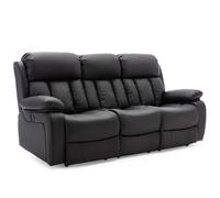 (Black, 3 Seater) CHESTER HIGH BACK ELECTRIC BOND GRADE LEATHER RECLINER 3+2+1 SOFA ARMCHAIR SET