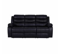 (Black, 3 Seater) Roma Air Leather Recliner Sofas