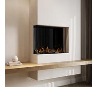 Black 3-Sided Inset Electric Media Wall Smart Fire - 30 Inch - AmberGlo