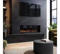 Black 3-Sided Inset Electric Media Wall Smart Fire Place - 40 Inch - AmberGlo