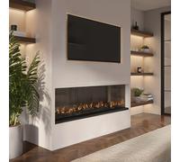 Black 3-Sided Inset Electric Media Wall Smart Fire Place - 50 Inch - AmberGlo