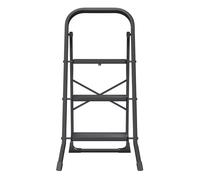 (Black) 3-Tier Folding Stool, Step Ladder with Safety Lock, for Home Storage