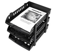Black 3 Tier Plastic A4 Paper Letter Tray Drawer Office Desk Organiser File