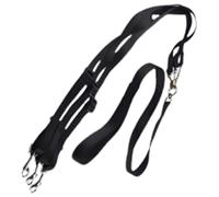 Black 3 Way Dog Leash, Heavy Duty 1.0 In Wide Nylon Adjustable Walking Lead For Three Pets, Secure Chrome Hardware, 56.7-66.9 In Overall Length For Small Medium Large Dogs