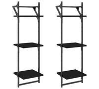 (black, 30 x 25 x 100 cm) vidaXL Wall Shelves with Bars Wall Mounted Shelf Floating Shelf Rack 2 pcs