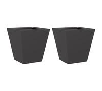 vidaXL Garden Planters - Patio Planter Boxes - Steel Flower Pots for Outdoor Decorations - 2pcs, Black, 30x30x30 cm