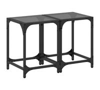 (black, 30 x 30 x 40 cm/ 2 pcs) vidaXL Coffee Table with Transparent Glass Top Accent Table Side Table Steel