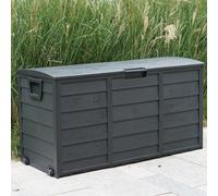 Black 300 Litre Plastic Garden Storage Box Utility Cushion Chest Truck Gr8 Garden Black One Size