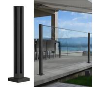 Black 304 Stainless Steel Glass Balustrade Kit - 85CM Posts with Accessories for Indoor/Outdoor Railing, Ideal for Decks, Swimming Pools, and Garden Partitions.