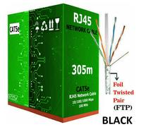 Black 305M CAT5e Outdoor Ethernet Cable Roll Box