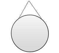 URBNLIVING 30cm Gold or Black Round Hanging Wall Mirror Hallway Bathroom Bedroom Home Decor (Black)