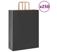 (black, 32 x 12 x 42 cm/ 250 pcs) vidaXL Paper Bags 250 pcs with Handles White 21x11x28 cm Paper Grocery Bag