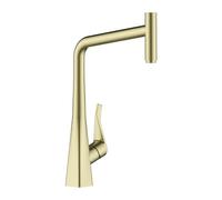 Black 360° Swivel Kitchen Faucet with Hot & Cold Pull-Down Spray Copper Construction Gold Brushed Finish Modern Design for Easy Cleaning and Versatile Use