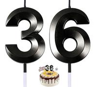Black 36th Birthday Candle, 3D Number 36 Cake Topper Decoration for Boys & Girls - Versatile Party Supplies for Birthdays, Wedding Anniversaries, and Corporate Celebrations