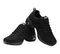 Black,38,Dance Sneakers for Women,White/Black Lace Up Split Sole Jazz Dance Practice Shoes
