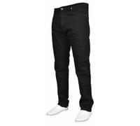 True Face Mens Jeans Straight Leg Denim Pants Zip Fly Classic Fit Trousers Black 38L