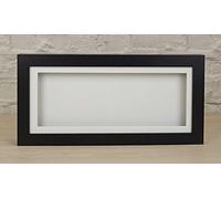 Black 3D 1" Cube Range Deep Box Shadow Frame Memory Box Display Case Medals -14x6 inch-White