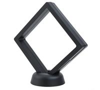 Black 3D Floating Coin Holder 90x90mm 2Pcs Display Frame Case for Challenge Coins Jewelry Stand