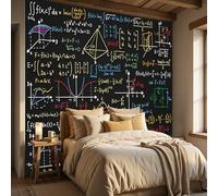 black 3D Images of geometric scientific numerical formulas Wall Paper Decor for Bedroom Bathroom Ceiling Self Adhesive Complexity Theory Contact Paper for Walls Cabinets,Not Self Adhesive Wall Mural