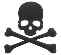 Black 3D Metal Skull Head Car Sticker for Rear Trunk Decor