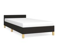 Vidaxl Bed Frame With Headboard Black 90X190Cm 3Ft Single Fabric, Black