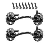 Black 3ins Cabin Hooks and Eye Latch Lock for Patio Doors Shed Gate 75mm Catch Silent Holder Stainless Steel 2Pcs