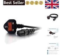 Black 3m Power Cord with C13 & BS1363 Connectors - Listed Safety Certified