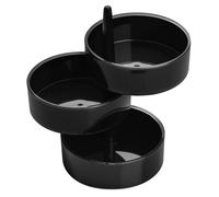 (Black) 3Pc Rotary Storage Tray Set, Plastic