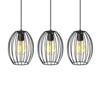 Black 3xE27 60W Requires Bulb Pendant Light B.K.Licht Black One Size