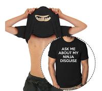 (Black, 3XL) Mens Ask Me About My Ninja Disguise Flip T Shirt Funny Costume Graphic Humor Tee ,100% New