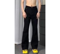 (black, 3XL) "Men's Black Straight-Leg Jeans: American Vibe, Spring Trend, Flared High Street Style, All-Match Casual Trousers"